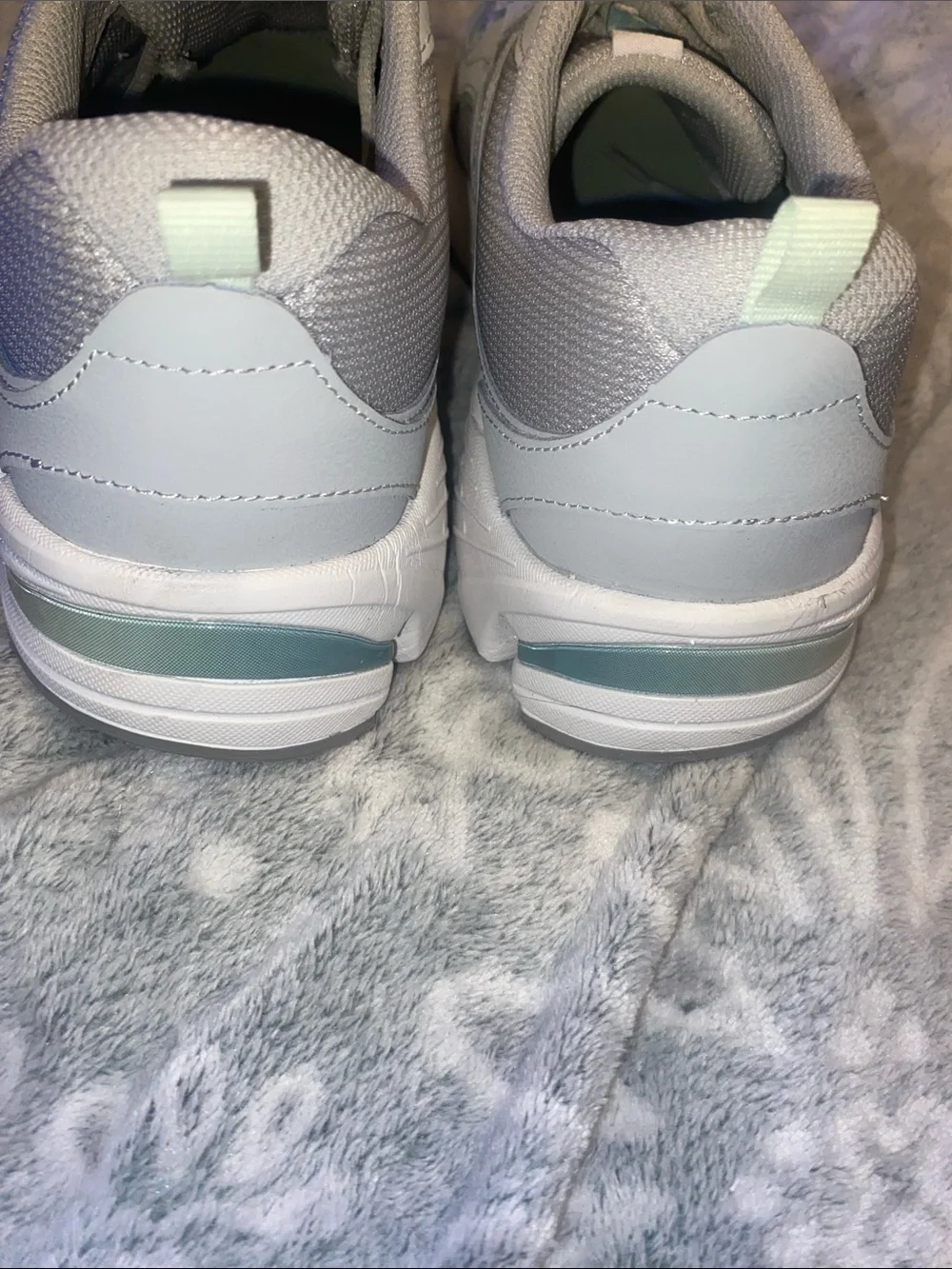 Ryka Women’s Athletic Sneakers in White with Light Blue Accents